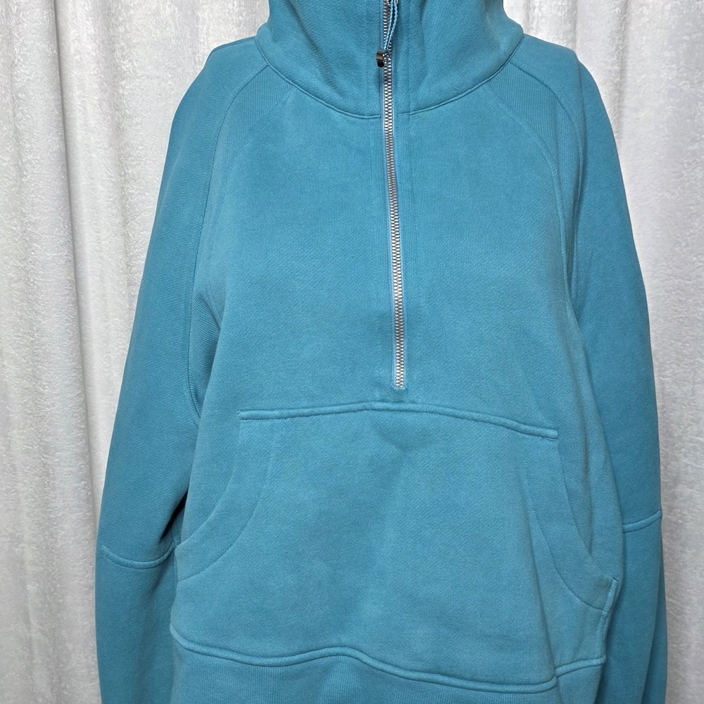 Teal Half-Zip Pullover Hoodie